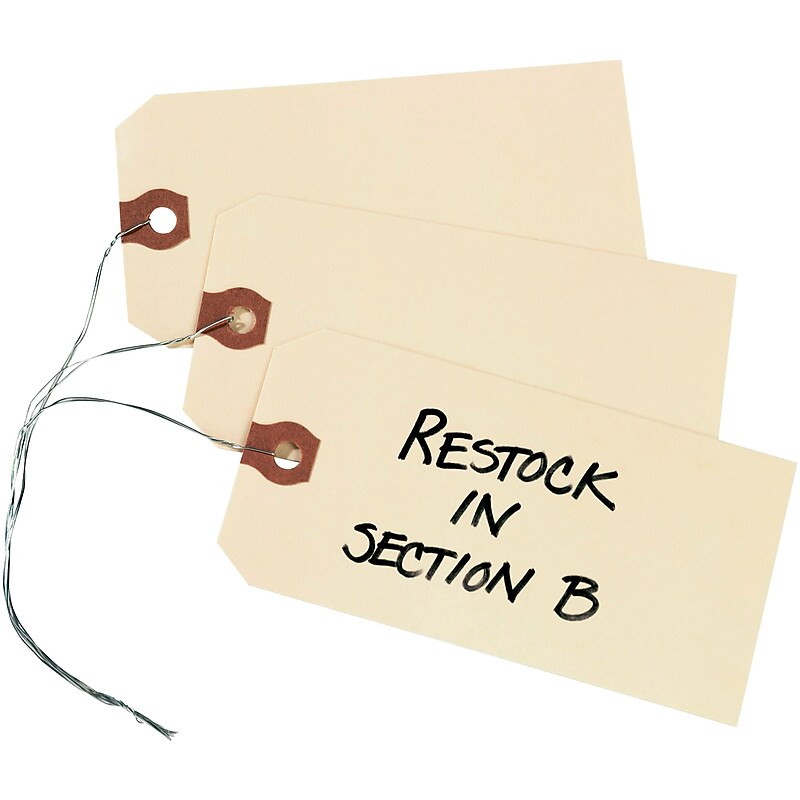 Avery Wired Price Tags, 4-3/4" x 2-3/8", Manila, 1,000 Tags/Box (12605) image 1