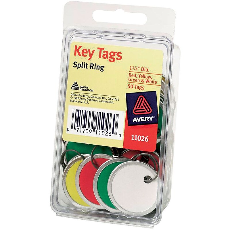 Avery Key Tag, 1 1/4" Diameter, Assorted Colors, 50/Pack (11026/44676) image 1