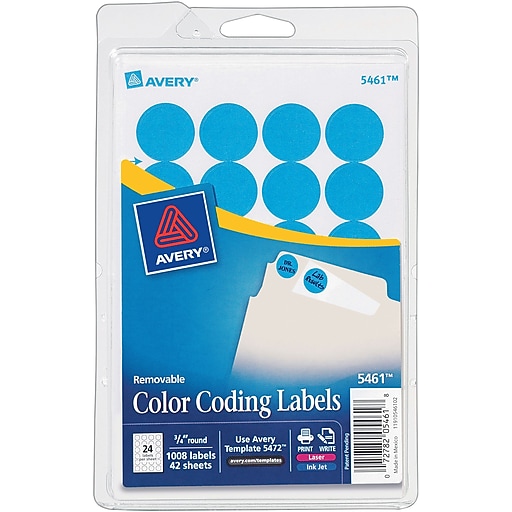 Avery® 5461 Round 3/4" Diameter Print & Write Color Coding