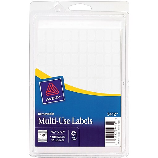 Avery® 5412 Multiuse ID Labels, 5/16"H x 1/2"L, 1,000/Pack Staples