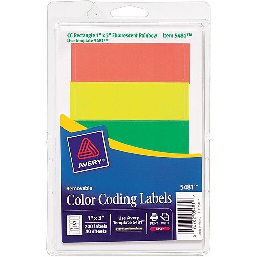 Avery® 13963/5481 Assorted Color Coding Label, Assorted, 200/Pack Staples