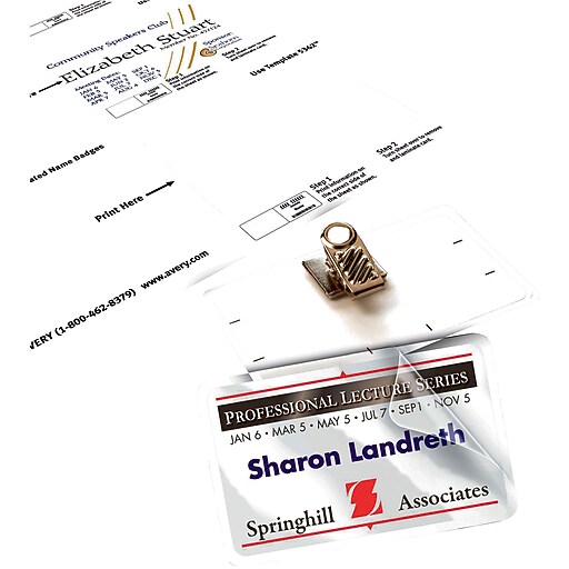 Avery® SelfLaminating Name Tags with Clips, 2" x 3 1/4" Staples