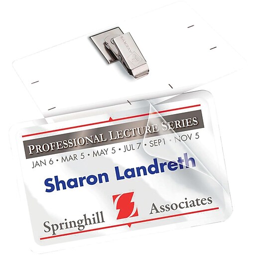 Avery® SelfLaminating Name Tags with Clips, 2" x 3 1/4" Staples