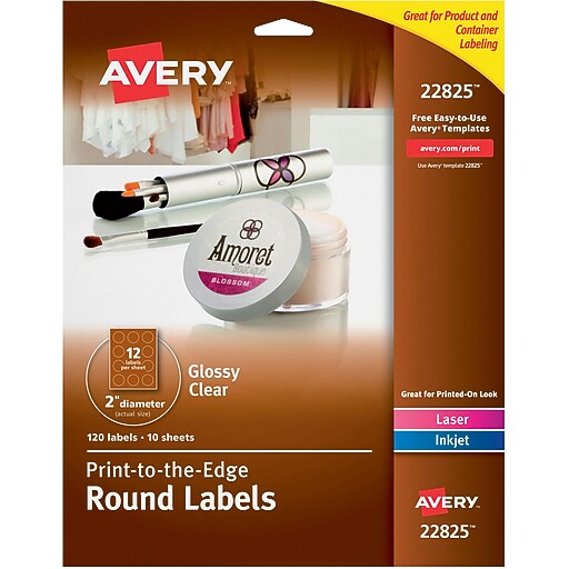 Avery Easy Peel PrinttotheEdge Glossy Clear Round Labels, 2