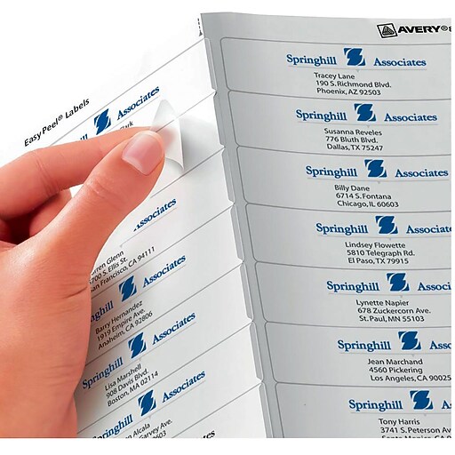 Avery 18661 Clear Inkjet Address Labels With Easy Peel 1 X 4 200