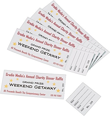 Avery(R) Tickets with Tear-Away Stubs 16154, Matte White, 1-3/4" x 5-1/ ...