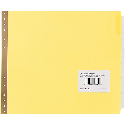 Avery® 91/2" x 11" Data Binder Insertable Tab Dividers, 6Tab, 1 Set