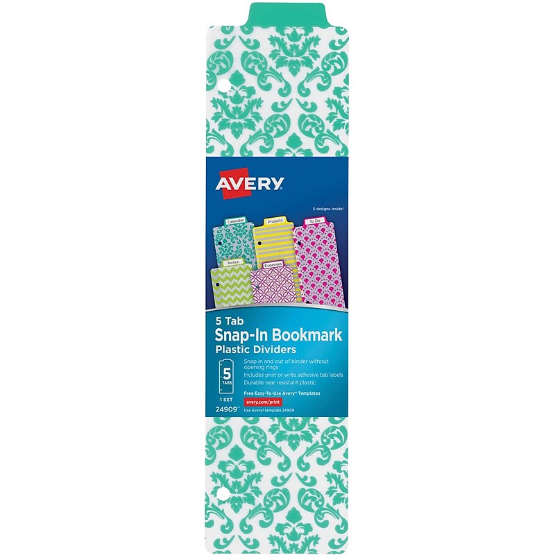 Avery Snap-In File Folder Divider, Assorted Colors, 5 Dividers per Set (24909) image 1