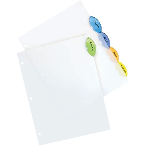 Avery® Style Edge™ Insertable Plastic Dividers, 5Tab Staples