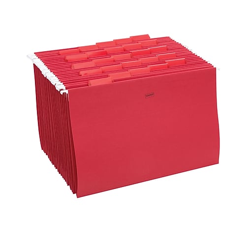 Staples colored hanging file folders 5 tab legal red 25 box