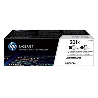 HP 201X Black High Yield Toner Cartridge, 2/Pack (CF400XD)