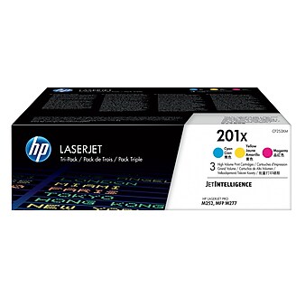 HP 201X Cyan/Magenta/Yellow High Yield Toner Cartridge, 3/Pack (CF253XM)