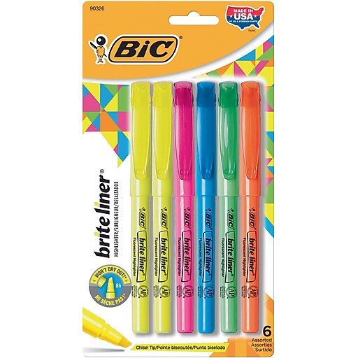 BIC® Brite Liner® Highlighters, Assorted, 5/Pack at Staples