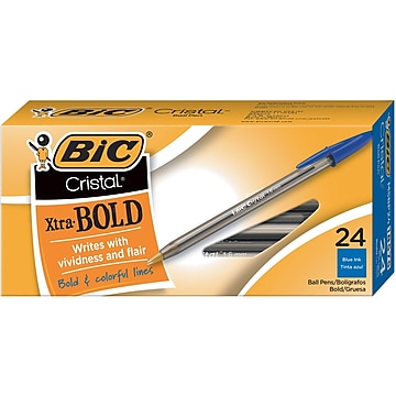 BIC Cristal Ballpoint Stick Pens, Bold Point, Blue Ink, 24/Box ( MSBP241-BLU)