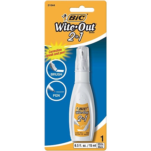 Bic WiteOut 2in1 Correction Fluid, 15 ml Bottle, Each at Staples
