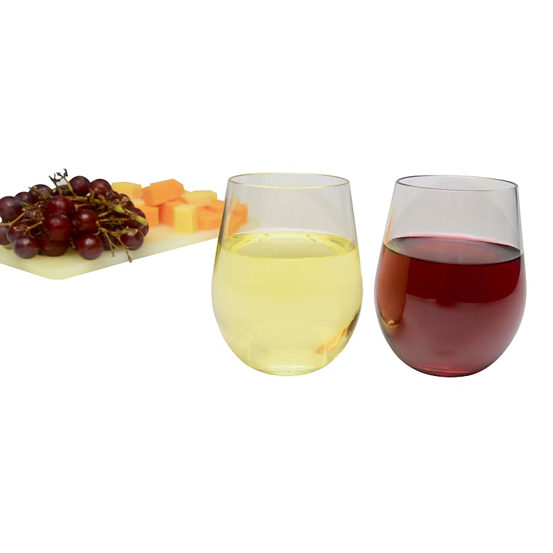Table Mate Plastic Stemless Wine Glasses, 12 oz., 6/Pack (0211) image 1