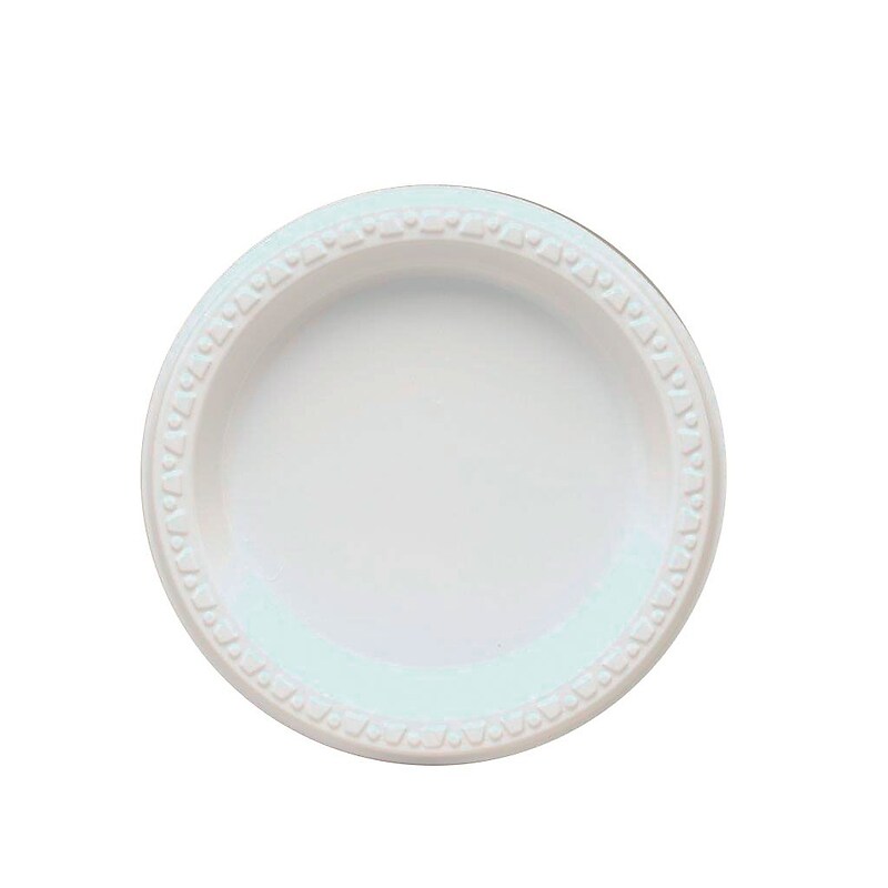 Tablemate® Disposable Round Plastic Plate, 6"(Dia), White, 125/Pack image 1