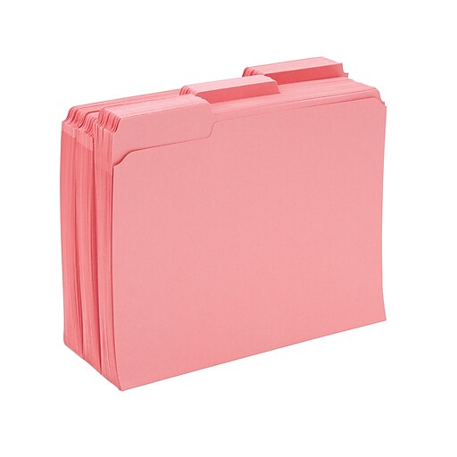 Shop Staples for Staples® Colored File Folders w/ Reinforced Tabs, Letter, 3 Tab, Pink, 100/Box