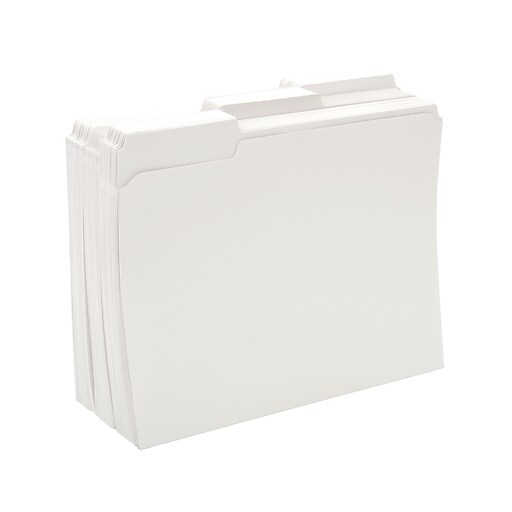 Staples® Colored File Folders w/ Reinforced Tabs, Letter, 3 Tab, White, 100/Box Staples