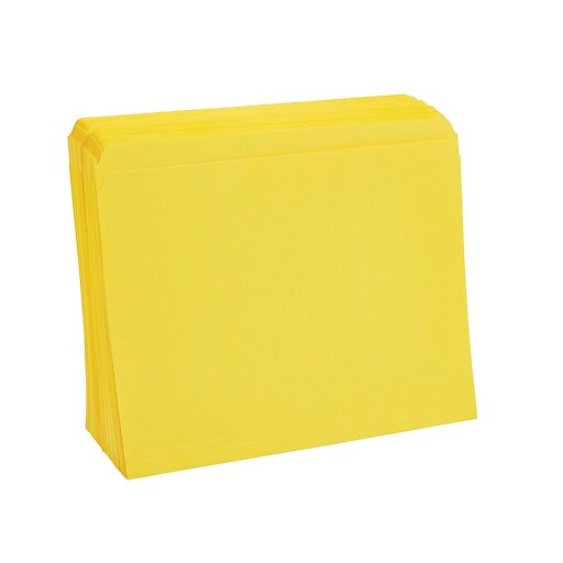 Staples® Colored TopTab File Folders, Single Tab, Yellow, Letter Size