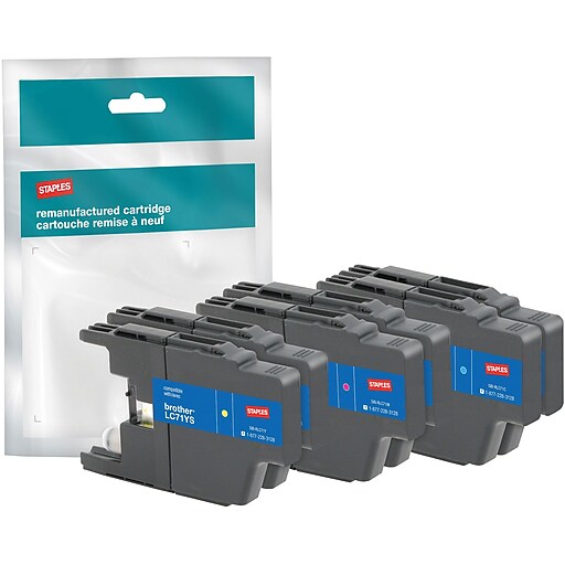 Staples® Remanufactured Inkjet Cartridge, Brother LC71 (LC713PKS/LC71C