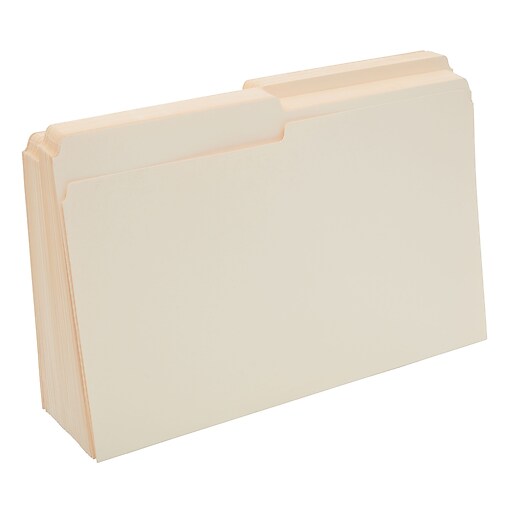 Staples® Manila File Folders, Legal, 2 Tab, Assorted Positions, 100/Box ...