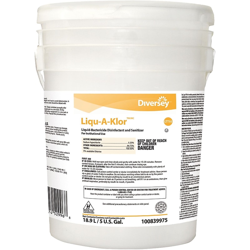 Liqu-A-Klor Liquid-Bactericide Disinfectant and Sanitizer, 5 Gallon (100839975) image 1