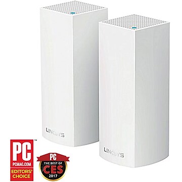 Linksys VELOP Whole Home Mesh Wi-Fi System AC2200 Tri Band Wireless and Ethernet Router, White (WHW0302)