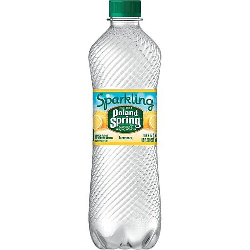 Poland Spring Sparkling Natural Spring Water, Lemon 16.9ounce Plastic Bottle, 24/Case Staples