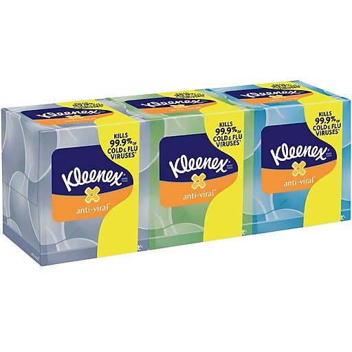 Kleenex® AntiViral Facial Tissues, 3Ply, 3/Pack at Staples