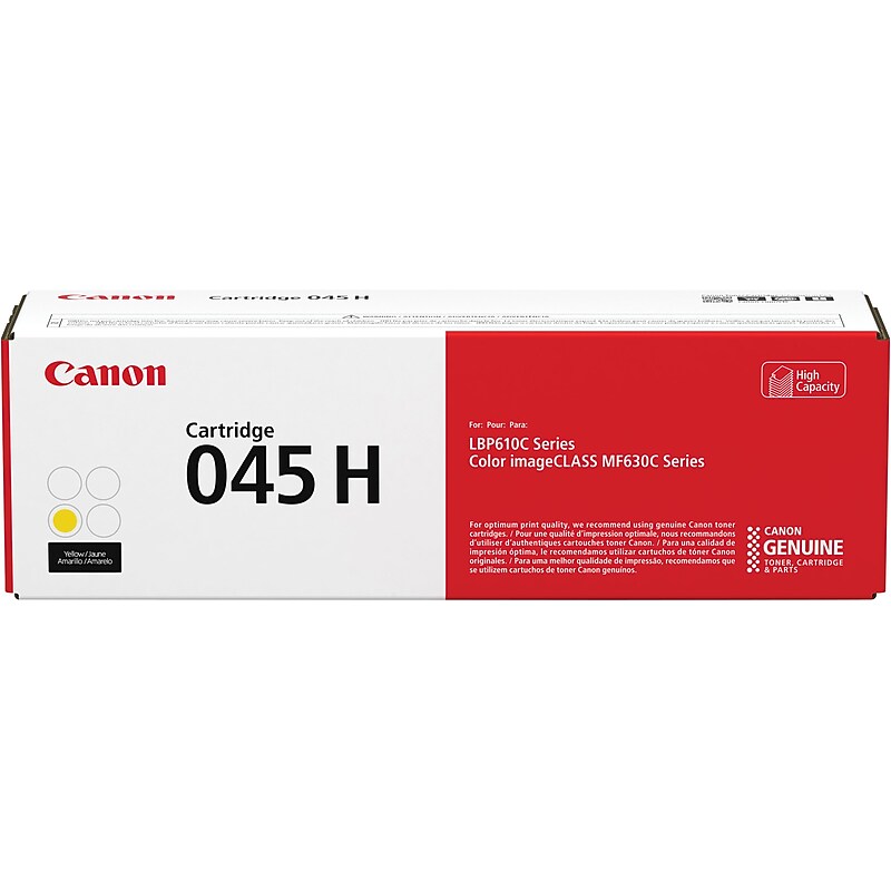Canon 045 H Yellow High Yield Toner Cartridge, Prints Up to 2,200 Pages (1243C001) image 1