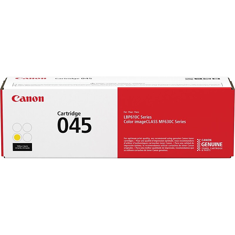 Canon 045 Yellow Standard Yield Toner Cartridge, Prints Up to 1,300 Pages (1239C001) image 1