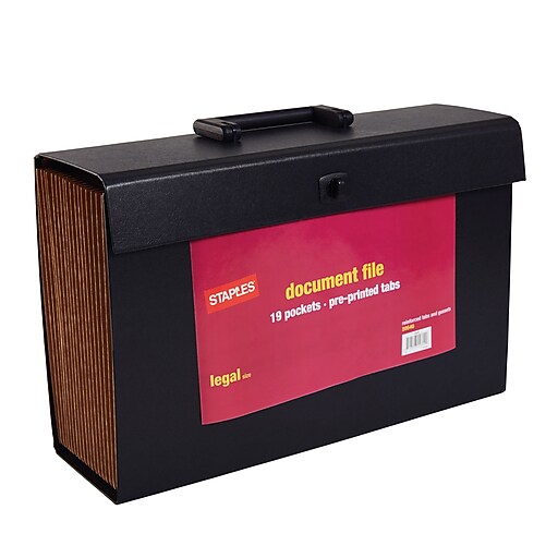 Staples® 19 Pocket Expanding Case File, Legal, Black Staples