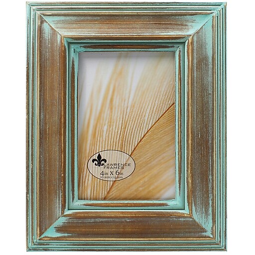 Lawrence Frames 4x6 Weathered Wood With Verdigris Wash Picture Frame
