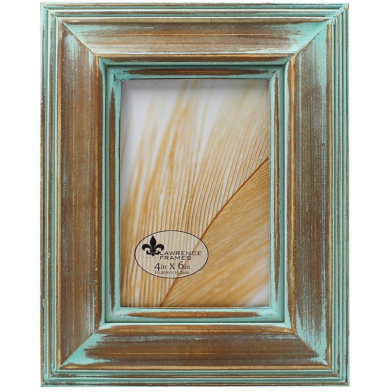 Lawrence Frames 4x6 Weathered Wood With Verdigris Wash Picture Frame image 1