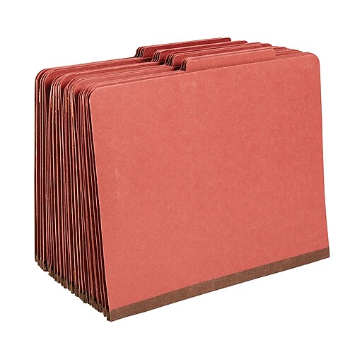 Staples® Colored Pressboard Classification Folders, 2/5 Cut Top Tab, 3
