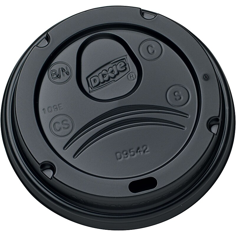 GP PRO Dixie Large Dome Plastic Hot Cup Lid, Black, 1000 CT image 1