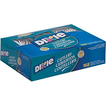 Dixie Lunch Combo Plastic Assorted Cutlery Box, White, 168/Box (CM168)