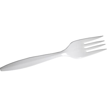 Dixie Plastic Cutlery Mediumweight Forks White 1000/Carton PFM21 