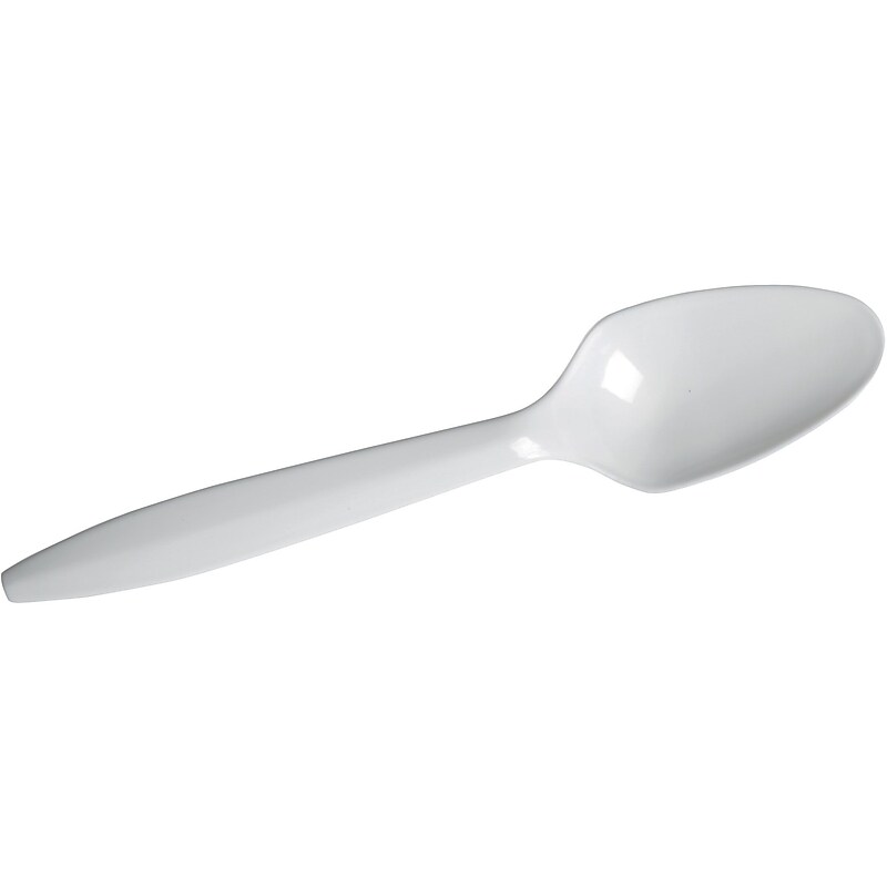 Dixie Plastic Teaspoon, 5-1/2" Medium-Weight, White, 1000/Carton (PTM21) image 1