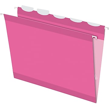 Pendaflex Ready-Tab Reinforced Hanging File Folder, 5-Tab Tab, Letter Size, Pink, 20/Box (PFX 90240)