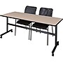 Regency Seating Kobe 72" Flip Top Mobile Training Table- Beige & 2 Mario Stack Chairs- Black~#|#~s1076244_sc7