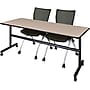 Regency Seating Kobe 72" Flip Top Mobile Training Table, Beige & 2 Apprentice Chairs, Black (MKFT7224BE09BK)~#|#~s1076245_sc7