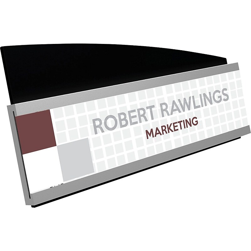 Deflect-O Interior Image Nameplate Holder, Horizontal, Black/Silver Plastic (89105RT) image 1