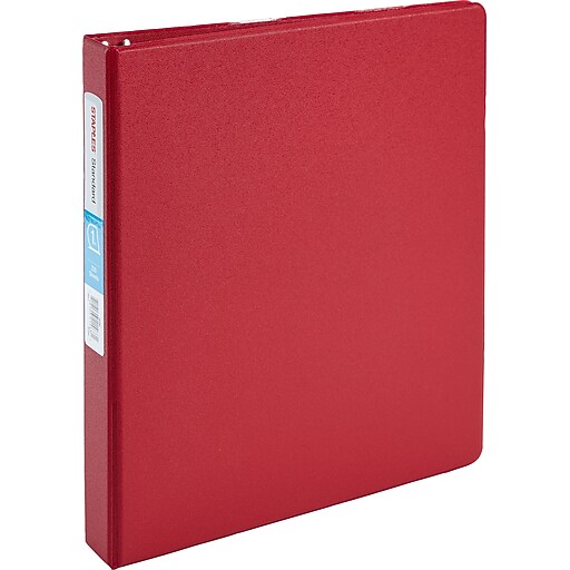 1" Staples® Standard Binder with DRings, Burgundy Staples