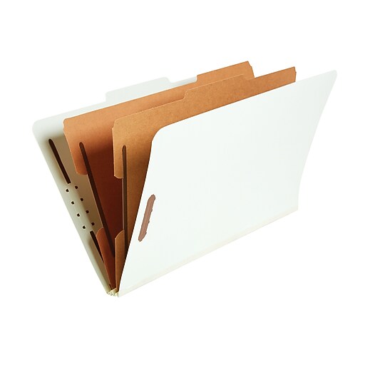 Staples® Top Tab Pressboard Classification Folders, Legal, Gray, 2/5
