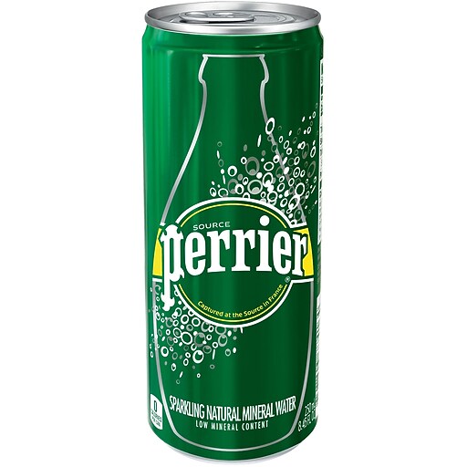 Perrier® Sparkling Natural Mineral Water, 8.45 oz. Slim Can, 10/Pk