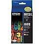 Epson T802XL/T802 Black High Yield and Cyan/Magenta/Yellow Standard Yield Ink Cartridge, 4/Pack  (T802XL- BCS)~#|#~s1077303_sc7