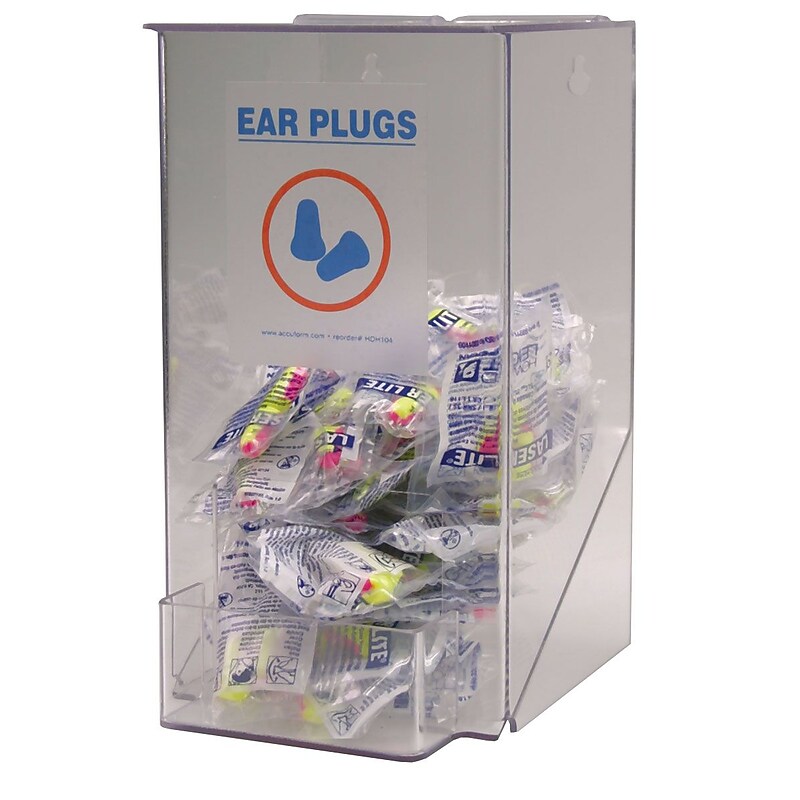 Accuform Plastic PPE Small Ear Plug Dispenser with Hinged Lid, Clear Plastic, HDH104 (HDH104) image 1