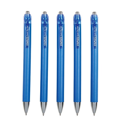 Shop Staples for Staples® Quick Dry Gel Pens Medium 0.7mm Blue 5pk [51068]